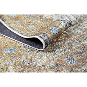 Klasik Altın Desen Krem Salon&oturma Odası Yolluk&yatak Odası Dijital Baskılı Makinede Yıkanabilir Kaymaz Taban Saçaklı Halı Hk196