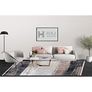 Modern Kahverengi Dijital Baskı Yıkanabilir Hipoalerjenik Kaymaz Taban Halı Yolluk Ha077