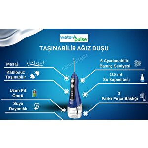 Kablosuz Pro V580 Water Flosser 320ml Taşınabilir Diş/protez Bakım Ve Ağız Duşu Mavi