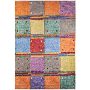 Modern Renkli Dijital Baskı Hipoalerjenik Kaymaz Taban Halı Yolluk 100x400 cm