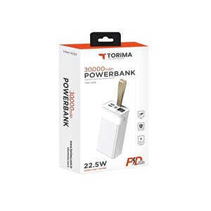 Torima Trm-1033 22.5w Hızlı Şarj Özellikli Dijital Şarj Göstergeli 30.000 Mah Powerbank Beyaz