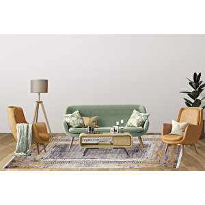 Modern Kahverengi Dijital Baskı Yıkanabilir Hipoalerjenik Kaymaz Taban Halı Yolluk Ha044 100x200 cm