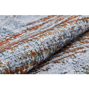 Modern Gri Kiremit Desen Dijital Baskı Yıkanabilir Hipoalerjenik  Kaymaz Taban Halı Yolluk 100x300 cm