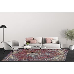Klasik Kırmızı Salon&oturma Odası Yolluk&yatak Odası Dijital Baskılı Makinede Yıkanabilir Kaymaz Taban Saçaklı Halı Hk002