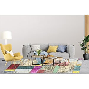 Klasik Renkli Salon&oturma Odası Yolluk&yatak Odası Dijital Baskılı Makinede Yıkanabilir Kaymaz Taban Saçaklı Halı Hk003 100x200 cm
