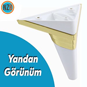 Mobilya Grubu Kanepe Sehpa Tv Ünitesi Koltuk Ayağı 14 Cm Beyaz Altın Baza Ayak