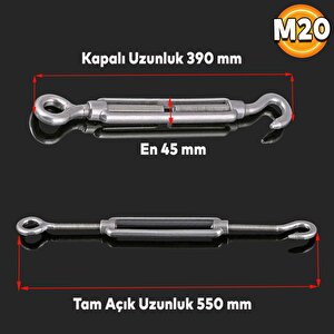 Gerdirme Çelik Kanca Yük Halat Galvenizli Paslanmaz M20