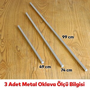 Metal Oklava 3'lü Set Börek Hamur Yufka Açma Silindir Yuvarlak Alüminyum  Uzun Kısa Mutfak Araç