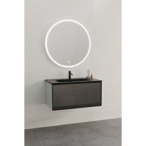 Aston 80 Cm Siyah Lavabolu Banyo Dolabı - Boy Dolap Hariç Soft Yeşil