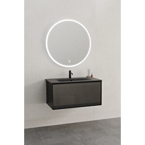 Aston 80 Cm Siyah Lavabolu Banyo Dolabı - Boy Dolap Hariç Siyah