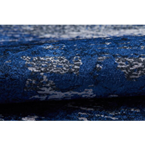 Modern Mavi Dijital Baskı Hipoalerjenik Kaymaz Taban Halı Yolluk Ha167 100x500 cm