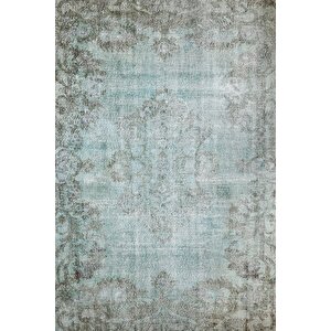Klasik Turkuaz Salon&oturma Odası Yolluk&yatak Odası Dijital Baskılı Makinede Yıkanabilir Kaymaz Taban Saçaklı Halı Hk019 80x150 cm