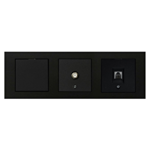 Grano Siyah 3'lü Set Topraklı Priz, F Konnektör Ve Nümeris Cat3 Telefon Priz Set