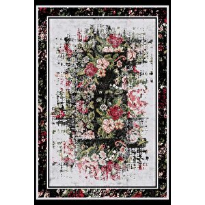 Klasik Siyah Salon&oturma Odası Yolluk&yatak Odası Dijital Baskılı Makinede Yıkanabilir Kaymaz Taban Saçaklı Halı Hk009 80x400 cm