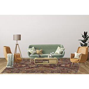 Klasik Kahverengi Salon&oturma Odası Yolluk&yatak Odası Dijital Baskılı Makinede Yıkanabilir Kaymaz Taban Saçaklı Halı Hk007 120x180 cm