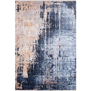 Modern Mavi Dijital Baskı Hipoalerjenik Kaymaz Taban Halı Yolluk Ha174 100x150 cm