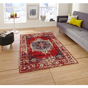 Klasik Kırmızı Salon&oturma Odası Yolluk&yatak Odası Dijital Baskılı Makinede Yıkanabilir Kaymaz Taban Saçaklı Halı Hk010 80x200 cm