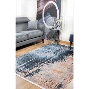 Modern Mavi Dijital Baskı Hipoalerjenik Kaymaz Taban Halı Yolluk Ha174