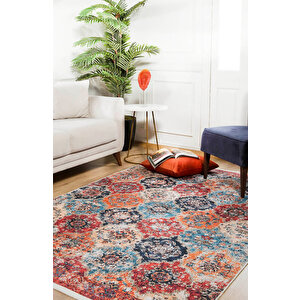 Klasik Kahverengi Salon&oturma Odası Yolluk&yatak Odası Dijital Baskılı Makinede Yıkanabilir Kaymaz Taban Saçaklı Halı Hk012-112 120x180 cm