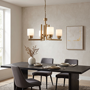 Torqu 4 Lü Eskitme Boyalı Beyaz Camlı Modern Genç Odası Yatak Odası Salon Avize