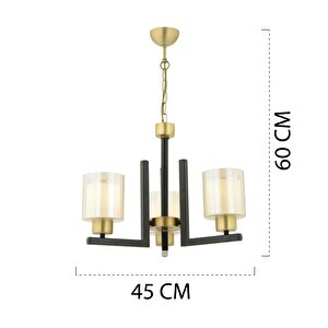Tisse 3 Lü Eskitme Siyah Modern Yatak Odası Mutfak Oturma Odası Salon Avize