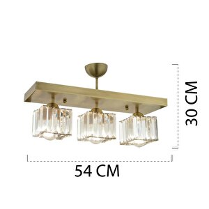 Rivia 3 Lü Eskitme Plafonyer Kristalli Taşlı Modern Tasarım Kristal Salon Avize