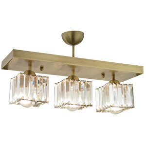 Rivia 3 Lü Eskitme Plafonyer Kristalli Taşlı Modern Tasarım Kristal Salon Avize