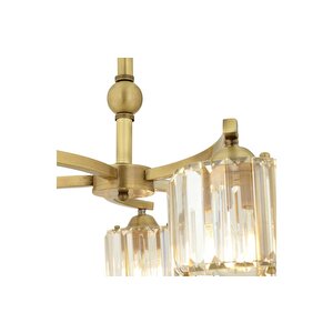 Amir 5 Kollu Eskitme Kristalli Taşlı Modern Tasarım Kristal Salon Avize