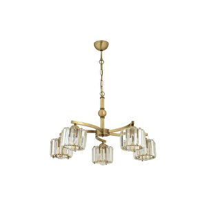 Amir 5 Kollu Eskitme Kristalli Taşlı Modern Tasarım Kristal Salon Avize