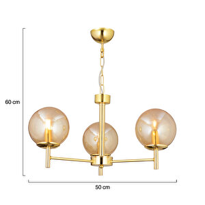 Minar 3lü Gold Kaplama Modern Yatak Odası Salon Avize
