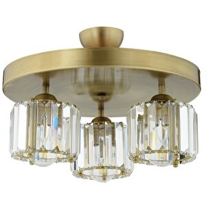Sabrina 3 Lü Yuvarlak Eskitme Plafonyer Kristalli Taşlı Modern Tasarım Kristal Salon Avize