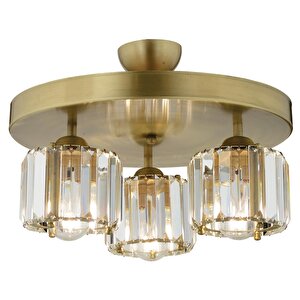 Sabrina 3 Lü Yuvarlak Eskitme Plafonyer Kristalli Taşlı Modern Tasarım Kristal Salon Avize