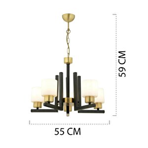 Torqu 5 Li Eskitme Siyah Modern Yatak Odası Mutfak Oturma Odası Salon Avize