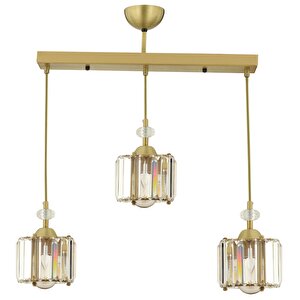 Bonita Eskitme 3 Lü Sıralı Kristalli Taşlı Modern Tasarım Kristal Salon Sarkıt Avize