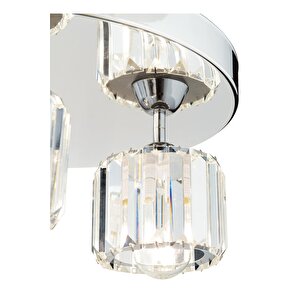 Sabrina 3 Lü Yuvarlak Krom Kaplama Plafonyer Kristalli Taşlı Modern Tasarım Kristal Salon Avize