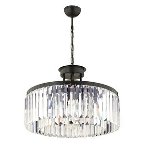 Kanvas 45'lik Siyah Kristalli Taşlı Modern Tasarım Kristal Salon Avize