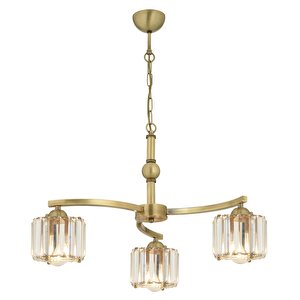 Amir 3 Kollu Eskitme Kristalli Taşlı Modern Tasarım Kristal Salon Avize