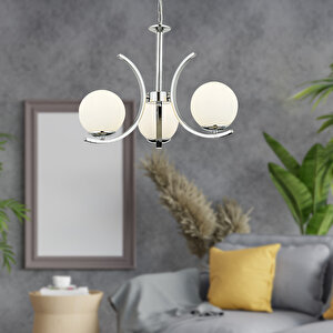 Plüton 3'lü Krom Modern  Mutfak Salon Avize