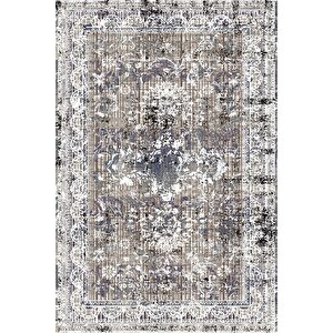 Klasik Gri Salon&oturma Odası Yolluk&yatak Odası Dijital Baskılı Makinede Yıkanabilir Kaymaz Taban Saçaklı Halı Hk018 200x300 cm