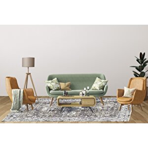 Klasik Gri Salon&oturma Odası Yolluk&yatak Odası Dijital Baskılı Makinede Yıkanabilir Kaymaz Taban Saçaklı Halı Hk018 200x300 cm