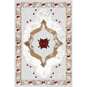 Klasik Gri Beyaz Salon&oturma Odası Yolluk&yatak Odası Dijital Baskılı Makinede Yıkanabilir Kaymaz Taban Saçaklı Halı Hk013 100x500 cm