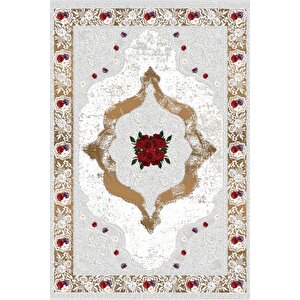 Klasik Gri Beyaz Salon&oturma Odası Yolluk&yatak Odası Dijital Baskılı Makinede Yıkanabilir Kaymaz Taban Saçaklı Halı Hk013 240x280 cm