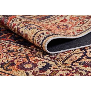 Klasik Kahve Kırmızı Salon&oturma Odası Yolluk&yatak Odası Dijital Baskılı Makinede Yıkanabilir Kaymaz Taban Saçaklı Halı Hk046 240x280 cm