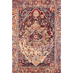 Klasik Kahve Kırmızı Salon&oturma Odası Yolluk&yatak Odası Dijital Baskılı Makinede Yıkanabilir Kaymaz Taban Saçaklı Halı Hk046 80x400 cm