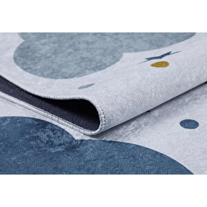 Çocuk Halısı Ve Bebek Halısı Yıkanabilir Kaymaz Taban Figürlü Beyaz Dijital Baskı Halı Hc046 80x300 cm