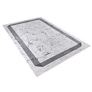 Modern Gri Çerçeveli Dijital Baskı Hipoalerjenik Kaymaz Taban Halı Yolluk Ha155 200x300 cm