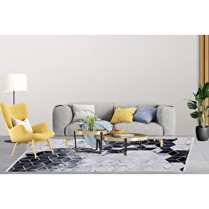 Modern Gri Dijital Baskı Yıkanabilir Hipoalerjenik Kaymaz Taban Halı Yolluk Ha068