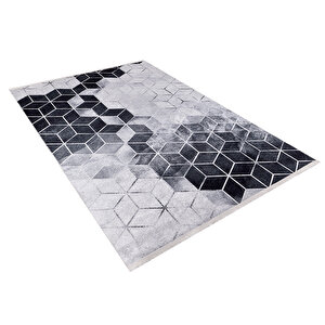 Modern Gri Dijital Baskı Yıkanabilir Hipoalerjenik Kaymaz Taban Halı Yolluk Ha068 100x400 cm