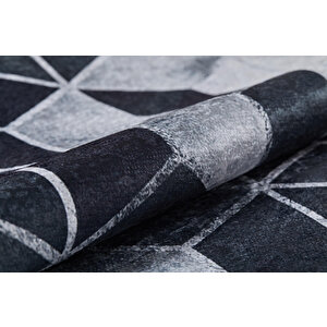 Modern Gri Dijital Baskı Yıkanabilir Hipoalerjenik Kaymaz Taban Halı Yolluk Ha068 100x400 cm