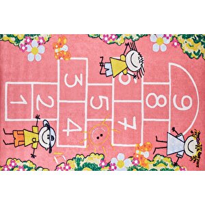Çocuk Halısı Ve Bebek Halısı Yıkanabilir Kaymaz Taban Sayılar Pembe Dijital Baskı Halı Hc006 80x200 cm